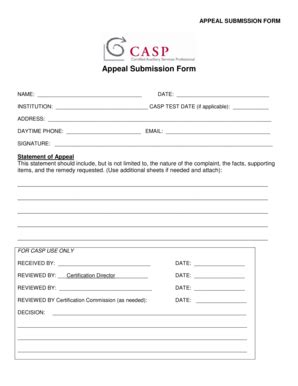 Fillable Online Nacas Casp Appeal Submission Form Nacas Nacas Fax