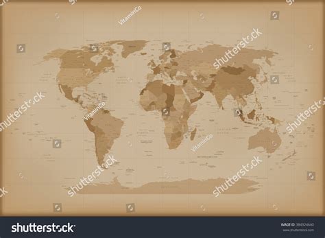 Vintage World Map Vector Illustration Isolated Stock Vector (Royalty ...