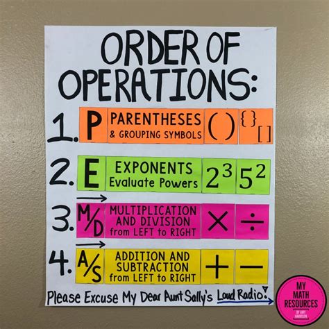 My Math Resources Pemdas Order Of Operations Poster Bulletin Board