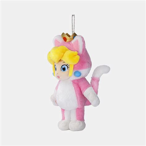 Japan Nintendo Super Mario Cat Princess Peach Plush Keychain