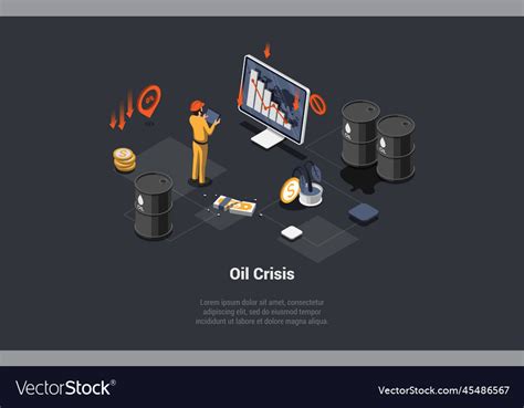 Oil crisis embargo default economic Royalty Free Vector