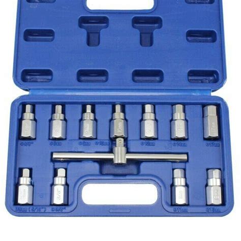 Drain Plug Key Socket Set Axle Oil Sump Spanner Drive Cars Vans