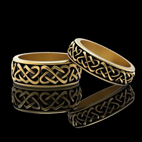 Gold Celtic Wedding Ring Set Matching Wedding Bands Gold Heart