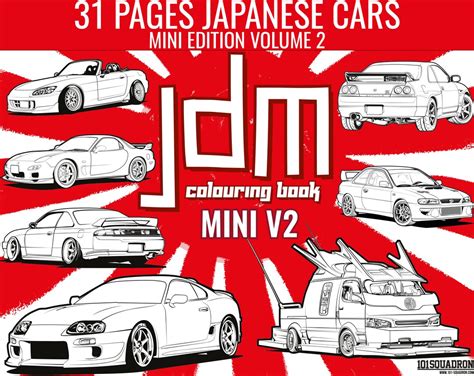 Jdm Mini V2 Car Coloring Book 31 Designs Digital Download Printable Book Pdf Etsy