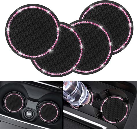 Amazon Ziciner 2 Pack Bling Car Cup Coasters Anti Slip Crystal