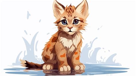 Adorable Cachorro De Lince De Dibujos Animados Que Muestra Una