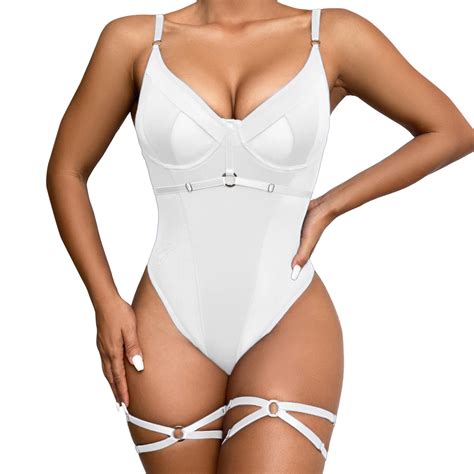 Ehqjnj Lingerie Bodysuit Women Fashion Lace Tight Solid Color Leg Ring