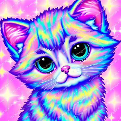 Pastel Kitten Sublimation, Pastel Cat Portrait, Cat JPG, Colorful ...