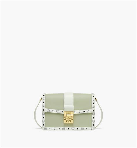 Mcm Tracy Shoulder Bag In Leather Visetos Mix In Alfalfa Modesens