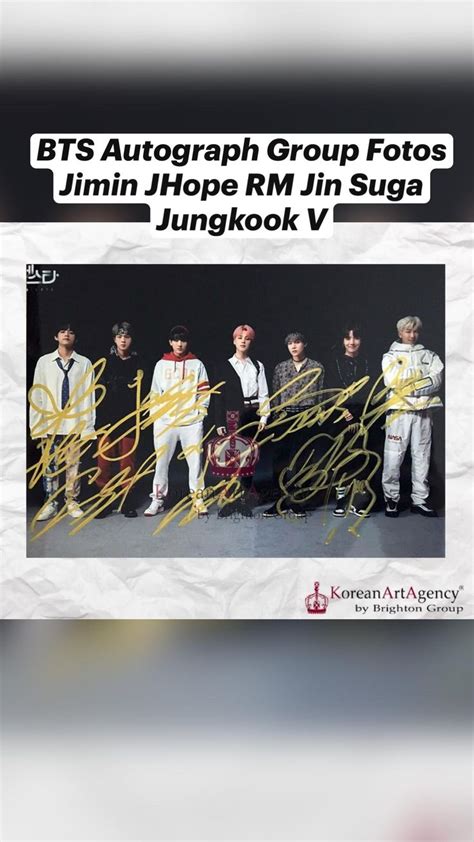 BTS Autograph Group Fotos Jimin JHope RM Jin Suga Jungkook V | Jungkook v, Men's korean style, Suga