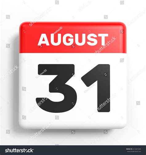 August 31 Calendar On White Background Stock Illustration 611641244 ...