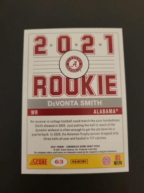 Devonta Smith Rc Panini Score Rookie Alabama Crimson Tide Ebay