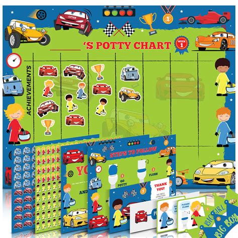 Potty Training Chart for Toddlers – Cars Design - Sticker Chart, 4 Wee ...