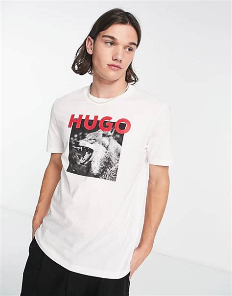 Camiseta Blanca Con Estampado Gráfico De Lobo Dupus De Hugo Asos