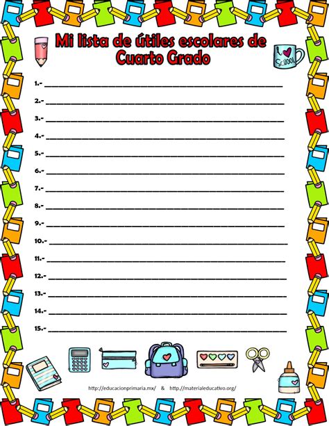 Lindos Formatos Y Listas De útiles Escolares De Todos Los Grados Para