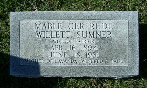 Mable Gertrude Willett Sumner Find A Grave Memorial