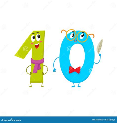 Cute and Funny Colorful 10 Number Characters, Birthday Greetings Stock ...