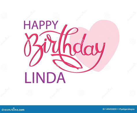 Birthday Greeting Card With The Name Linda Elegant Hand Lettering And