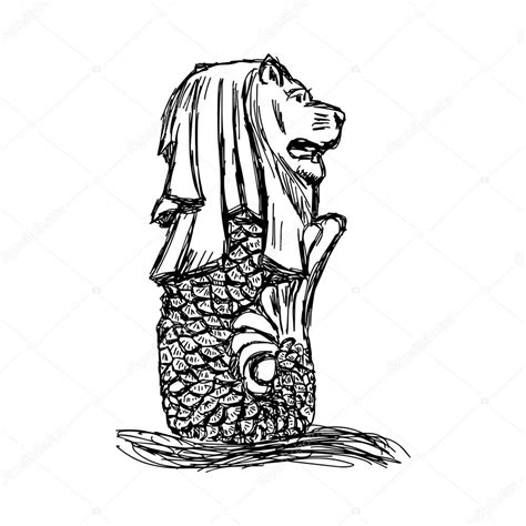 Singapore Merlion Coloring Page Sketch Coloring Page