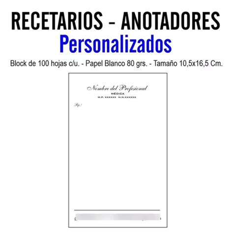 Recetarios Anotadores Blocks Personalizados 1000 De 11x17 En Venta