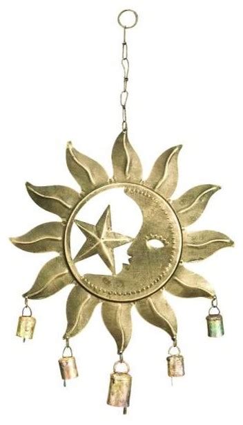 Celestial Style Moon Face Metal Wind Chimes Bronze Bells Home Patio