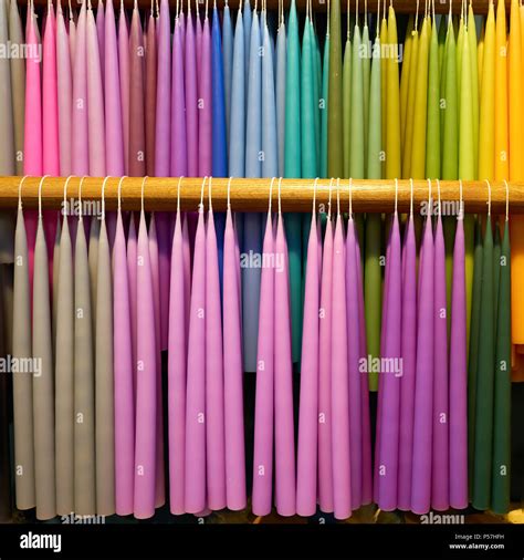 Wax Candles In A Candle Factory Stock Photo Alamy