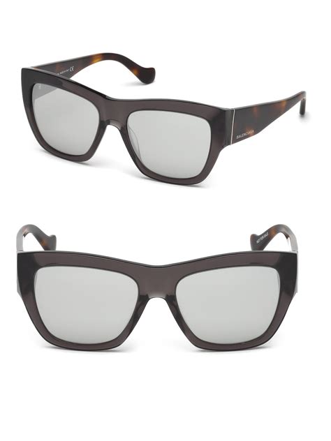 Lyst Balenciaga Marcolin 56mm Mirrored Square Sunglasses In Gray