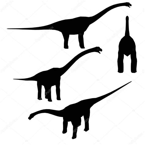 Set Con Siluetas De Dinosaurio En Diferentes Posiciones Aisladas Sobre Fondo Blanco Ilustración