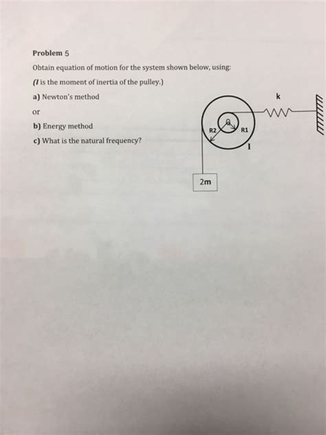 Solved Obtain Equation Of Motion For The System Shown Below Chegg