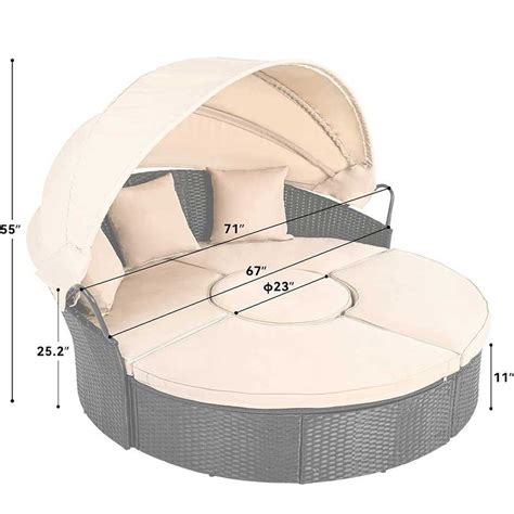 Yitahome | Sectional Round Outdoor Daybed with Retractable Canopy and ...