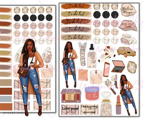 Black Girl Planner Stickers Black Women African American Etsy