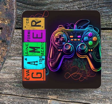 Neon Gamer Controller Sublimated Coaster - Etsy