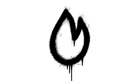 Spray Painted Graffiti Fire Flame Icon Sprayed Isolated With A White