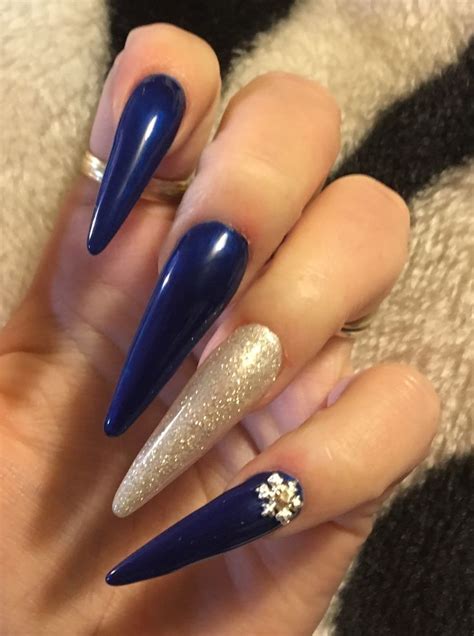 Navy Blue And Silver Gel Nail Design Gel Nail Design Gel Nails Nail