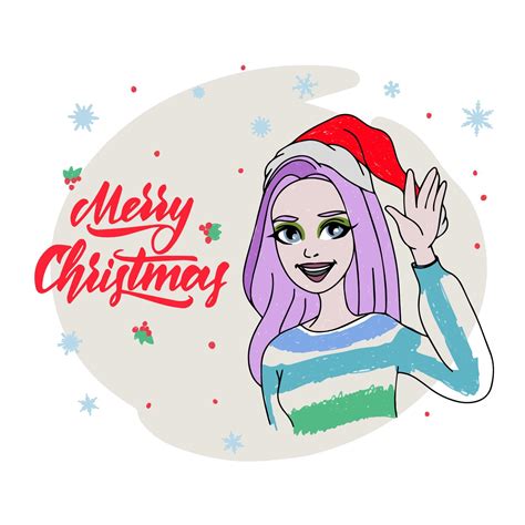 Hello Girl waving, Character design, doodle 15024683 Vector Art at Vecteezy