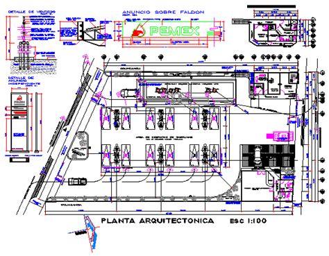 Gasoline filling station convenience store toilets, office design drawing - Cadbull