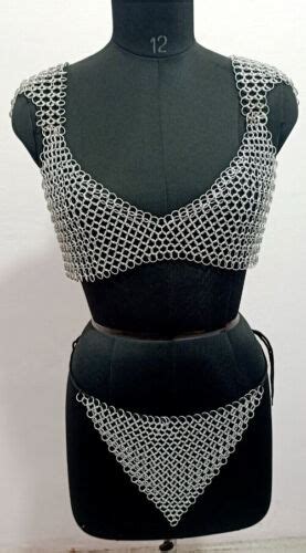 Sexy Chainmail Costume Aluminum Bikini Cosplay SCA Fancy Lingerie Set