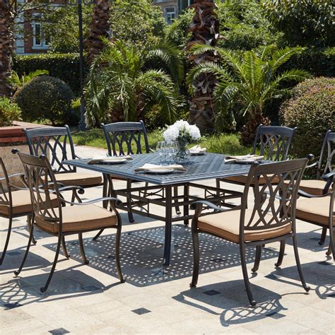 Capri 9 Piece Cast Aluminum Patio Dining Set W 60 Inch Square Table By Darlee Bbqguys