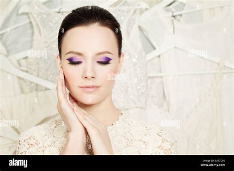 Elegant Woman with Beautiful Makeup Stock Photo - Alamy