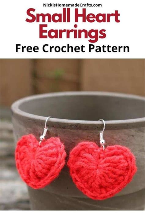 Cute Crochet Heart Earrings Free Pattern Nicki S Homemade Crafts