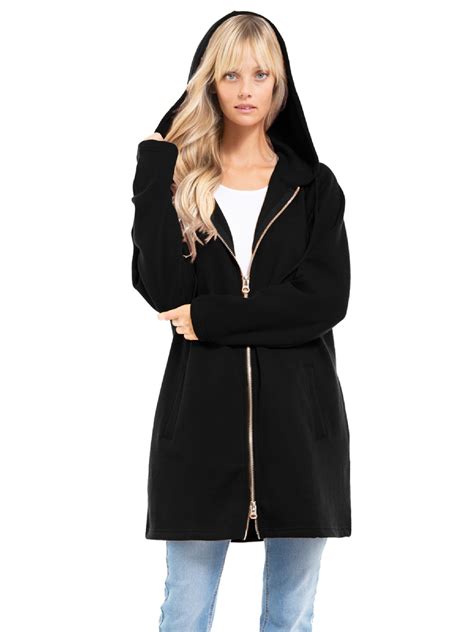 Made By Olivia Womens Casual Oversized Loose Fit Long Sleeve Zip Up Pullover Hoodie Tunic