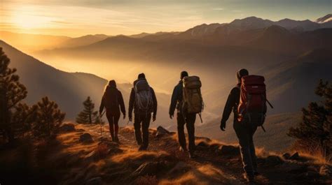 Premium AI Image Group Of Hikers With Backpacks Walk In The