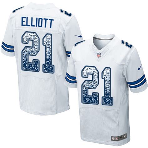 Mens Nike Dallas Cowboys 21 Ezekiel Elliott Elite White Road Drift