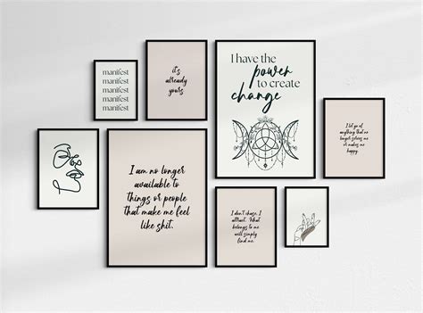 Printable Manifesting Wall Art Set Of Bundle Neutral Manifestation