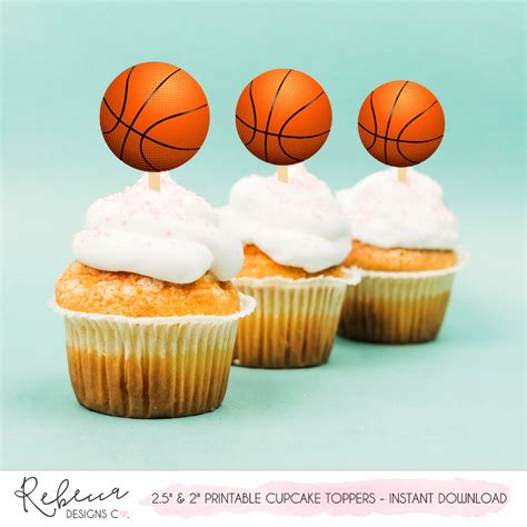 Basketball Cupcake Toppers Printable Basket Toppers Printable Birthday