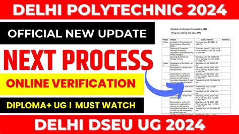 DELHI POLYTECHNIC 2024 NEXT PROCESS ONLINE VERIFICATION BIG UPDATE