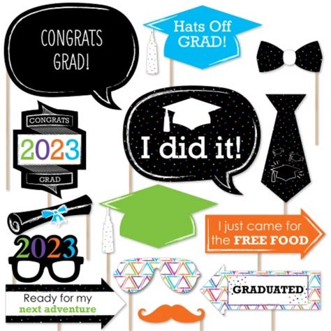 Big Dot Of Happiness Hats Off Grad 2023 Graduation Party Photo Booth Props Kit 20 Count 20