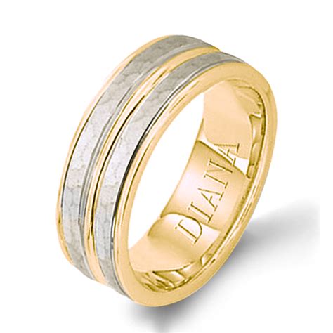 Mens Wedding Bands White And Yellow Gold