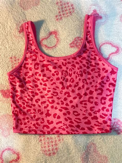 Pink Leopard Cheetah Print Tank Top Crop Top Y2k Aesthetic Women S