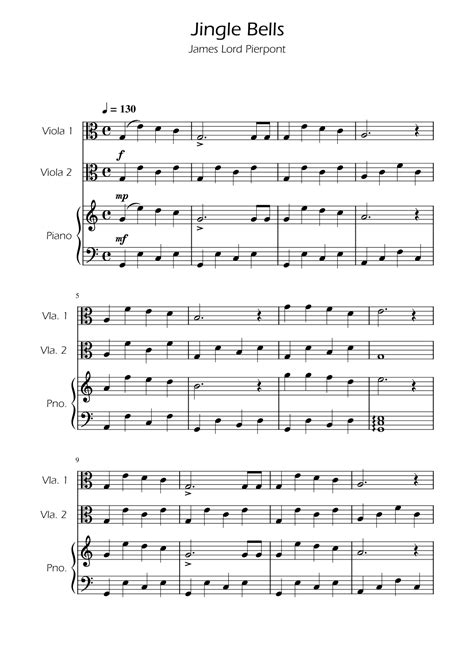 Jingle Bells Viola Duet W Piano Arr Ygor Nunes Sheet Music